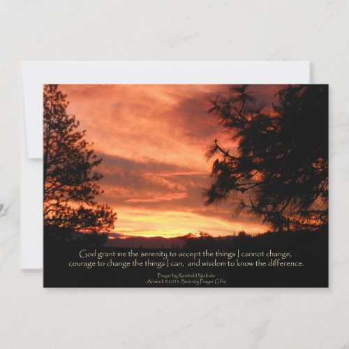 Serenity Prayer December Sunrise  Note Card