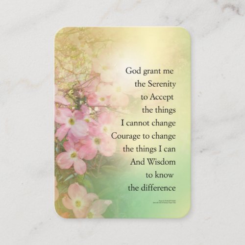 Serenity Prayer Dogwood Glow Business Card