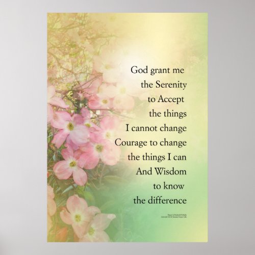 Serenity Prayer Dogwood Glow Poster