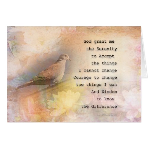 Serenity Prayer Dove and Flowers