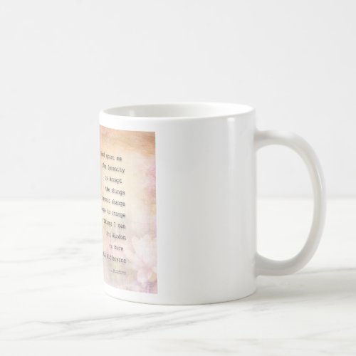 Serenity Prayer Dove and Flowers Coffee Mug