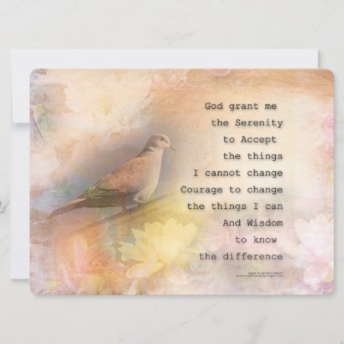 Serenity Prayer Dove and Flowers Invitation