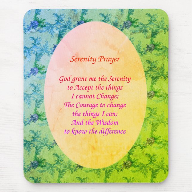 Serenity Prayer Elegant Floral Art Mouse Pad (Front)