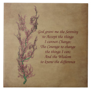 Serenity Prayer Floral Inspirational Quote Ceramic Tile