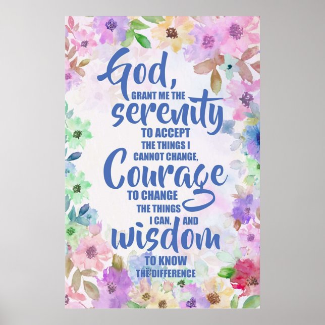 Serenity Prayer Floral Poetry Poster (Front)