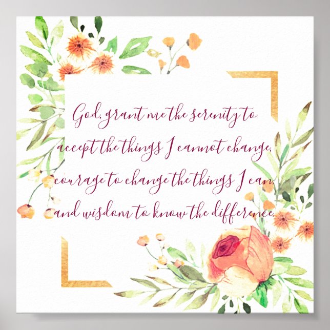 Serenity prayer floral   poster (Front)