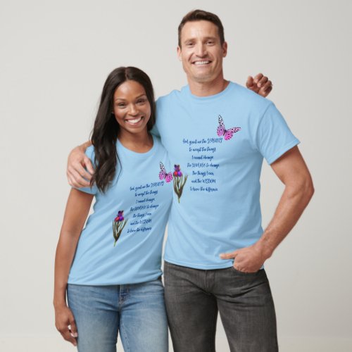 Serenity Prayer Flower Butterfly Inspirational  T_Shirt