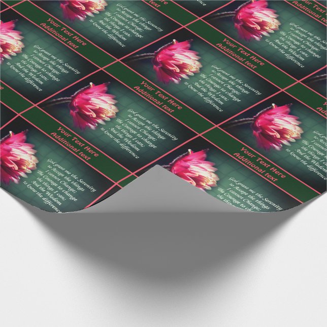 Serenity Prayer  Flower Inspirational Personalized Wrapping Paper (Corner)