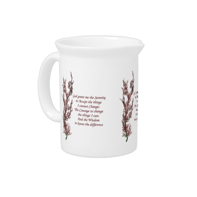 Serenity Prayer Flowering Tree Inspirational Beverage Pitcher (Left)