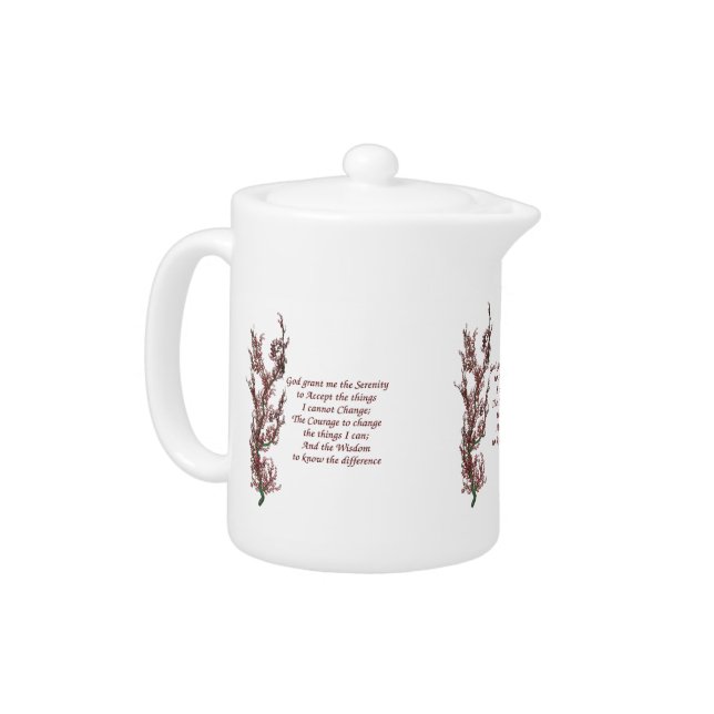 Serenity Prayer Flowering Tree Inspirational Teapot (Left)