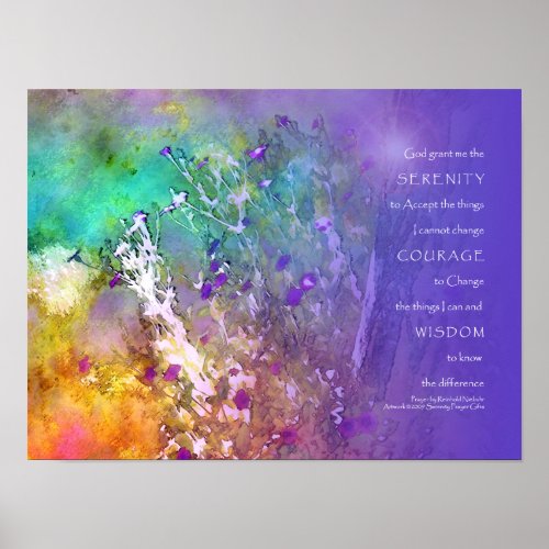 Serenity Prayer Flowers and Tree Poster