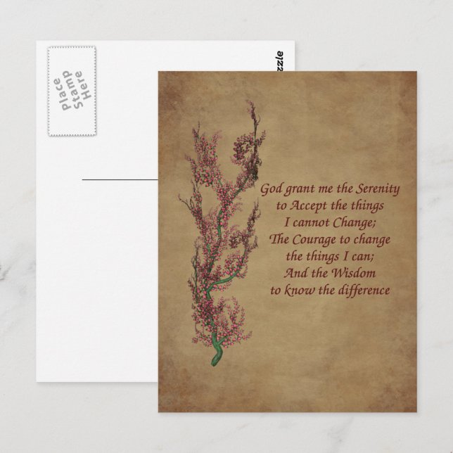 Serenity Prayer Flowers Inspirational Postcard (Front/Back)