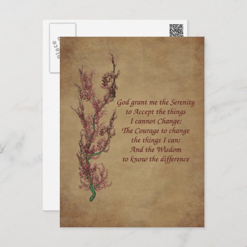 Serenity Prayer Flowers Inspirational Postcard
