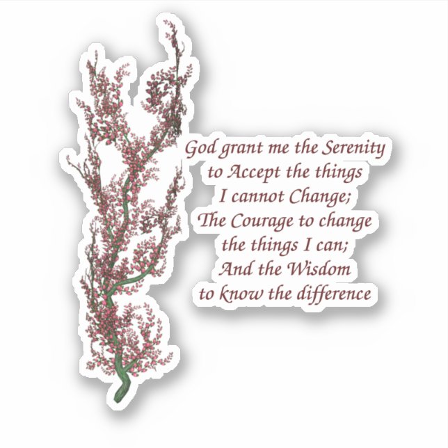 Serenity Prayer Flowers Inspirational Sticker (Front)