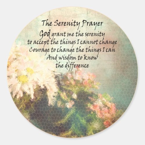 Serenity Prayer Flowers Sticker