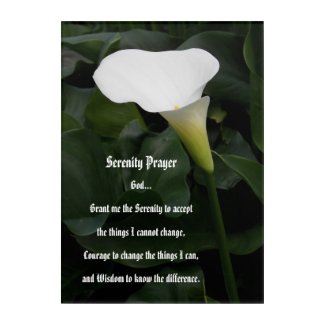 Serenity Prayer Fluted Calla Lily Floral Acrylic Print