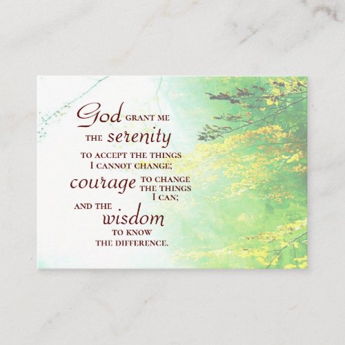 Serenity Prayer Forest Business Card