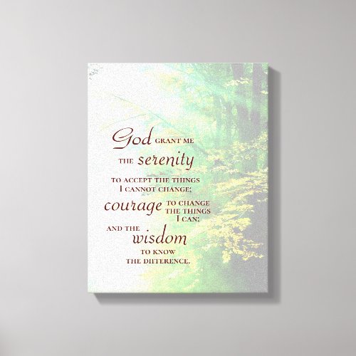 Serenity Prayer Forest Canvas Print