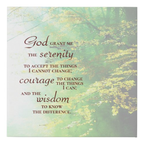 Serenity Prayer Forest Faux Canvas Print