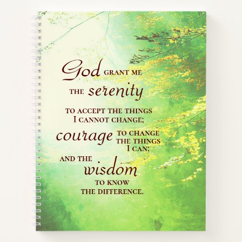 Serenity Prayer Forest Notebook