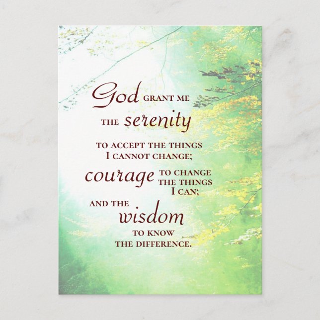 Serenity Prayer, Forest Postcard (Front)