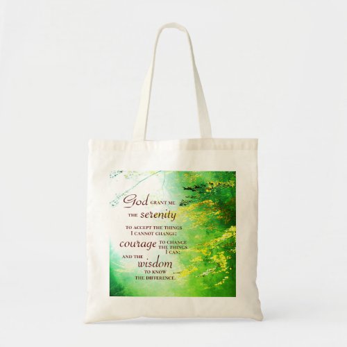 Serenity Prayer Forest Tote Bag