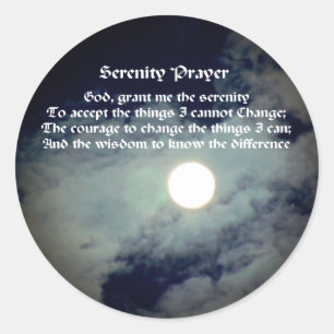 Serenity Prayer Full Moon Inspirational  Classic Round Sticker