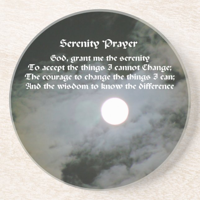 Serenity Prayer Full Moon Inspirational Coaster (Front)