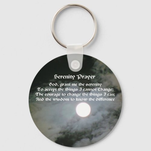 Serenity Prayer Full Moon Inspirational Keychain