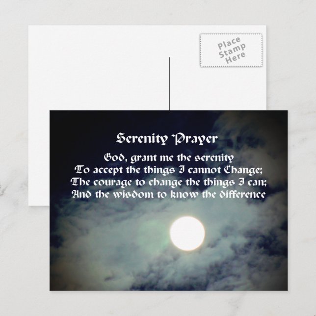 Serenity Prayer Full Moon Inspirational  Postcard (Front/Back)