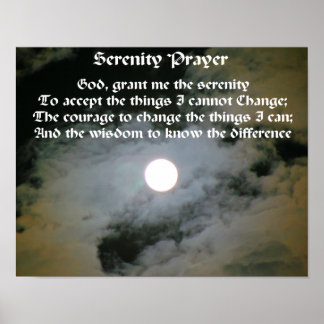 Serenity Prayer Full Moon Inspirational Poster