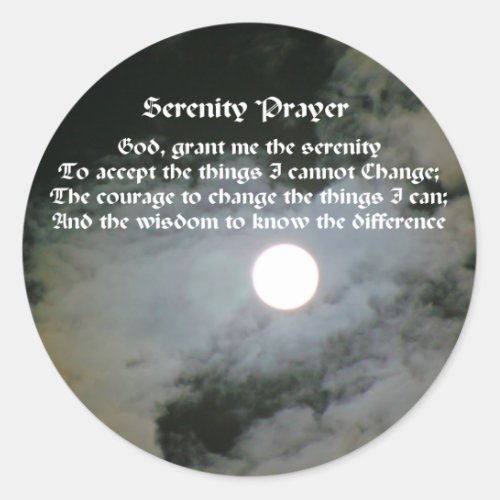 Serenity Prayer Full Moon Inspirational Sticker