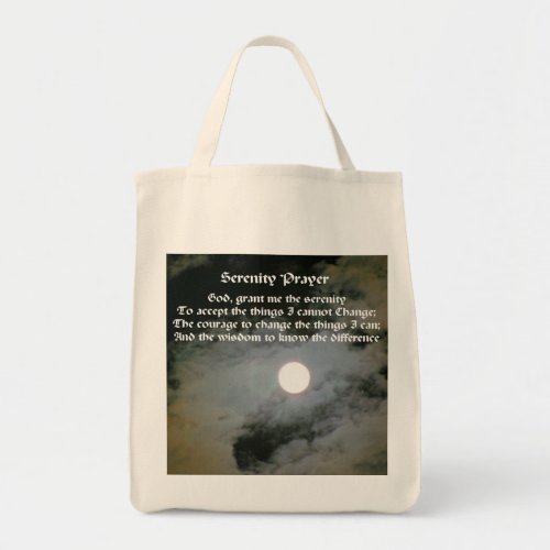 Serenity Prayer Full Moon Inspirational Tote Bag