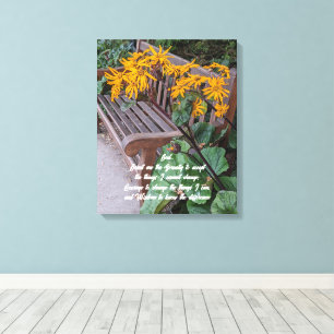 Serenity Prayer Garden Bench Floral Canvas Print