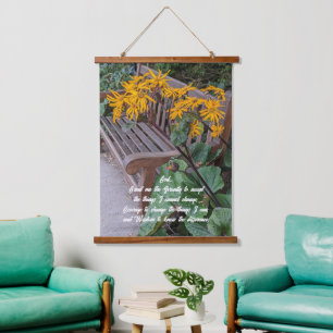 Serenity Prayer Garden Bench Floral Hanging Tapestry