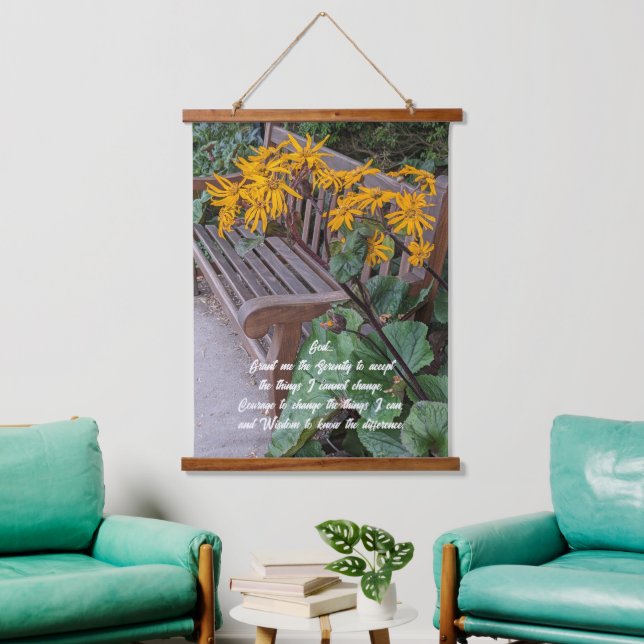 Serenity Prayer Garden Bench Floral Hanging Tapestry (Living Room)