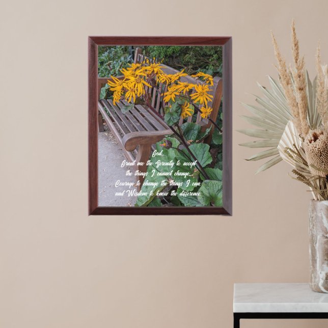 Serenity Prayer Garden Bench Wall Plaque (In Situ)
