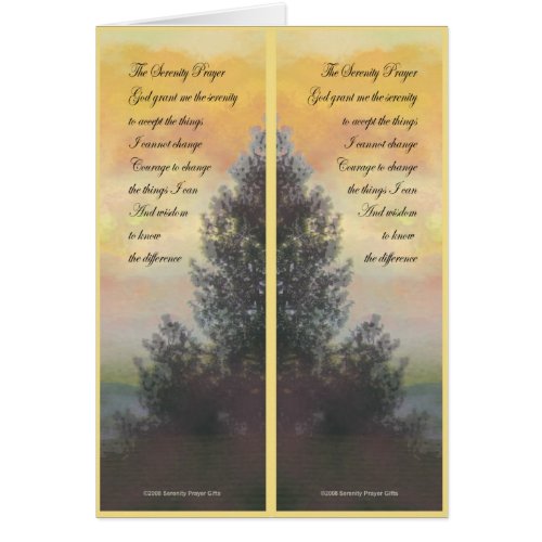 Serenity Prayer Gifts Yellow Sky Bookmark Card