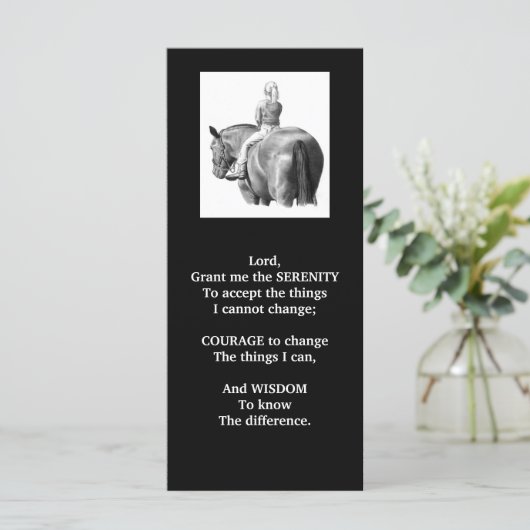 SERENITY PRAYER:GIRL:HORSE:PENCIL ART:RACK CARD (Standing Front)