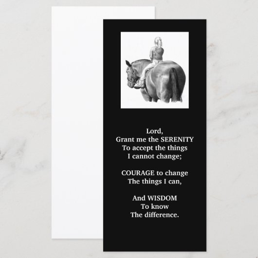 SERENITY PRAYER:GIRL:HORSE:PENCIL ART:RACK CARD (Front/Back)