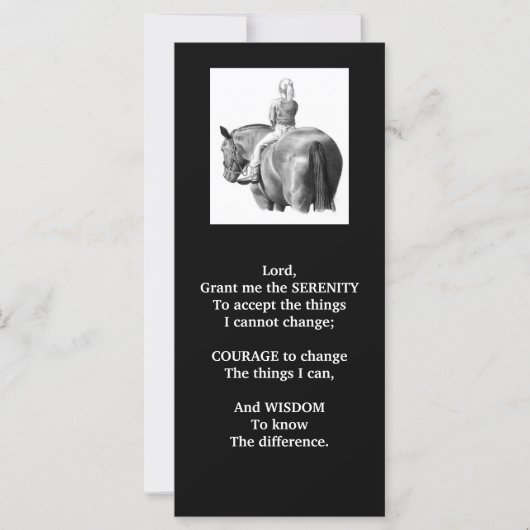 SERENITY PRAYER:GIRL:HORSE:PENCIL ART:RACK CARD (Front)
