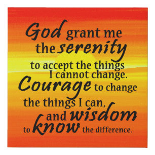 Serenity Prayer God Grant Me Painted Sunset Fancy Faux Canvas Print