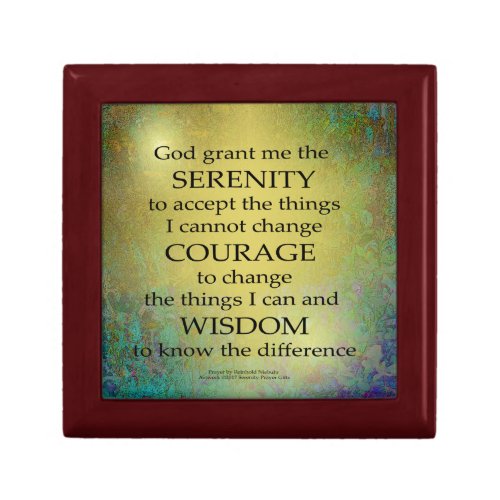 Serenity Prayer Gold on Blue_Green Gift Box