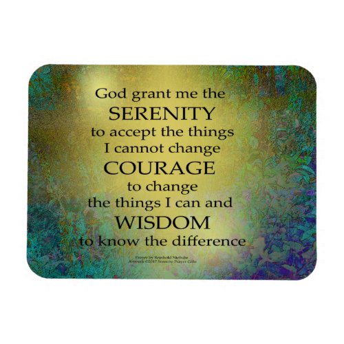 Serenity Prayer Gold on Blue_Green Magnet