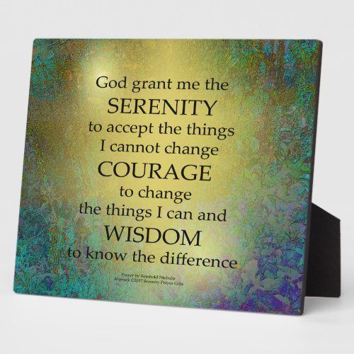 Serenity Prayer Gold on Blue_Green Plaque