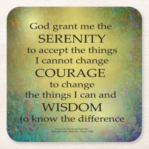 Serenity Prayer Gold on Blue_Green Stone Coaster