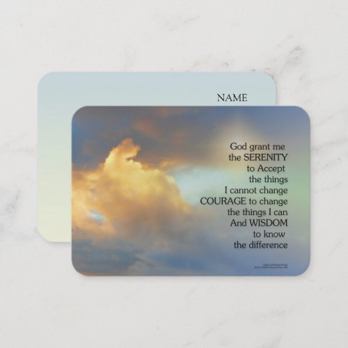 Serenity Prayer Golden Cloud Business Card