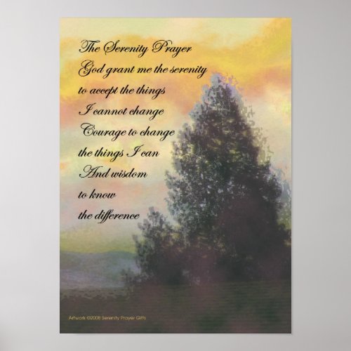 Serenity Prayer Golden Sky Poster