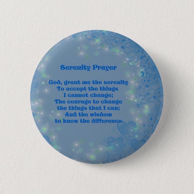 Serenity Prayer Hearts Inspirational  Button (Front)