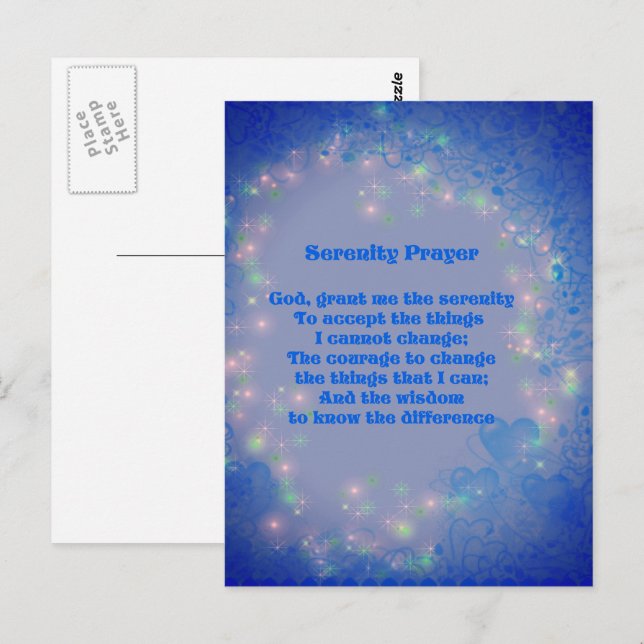 Serenity Prayer Hearts Inspirational  Postcard (Front/Back)